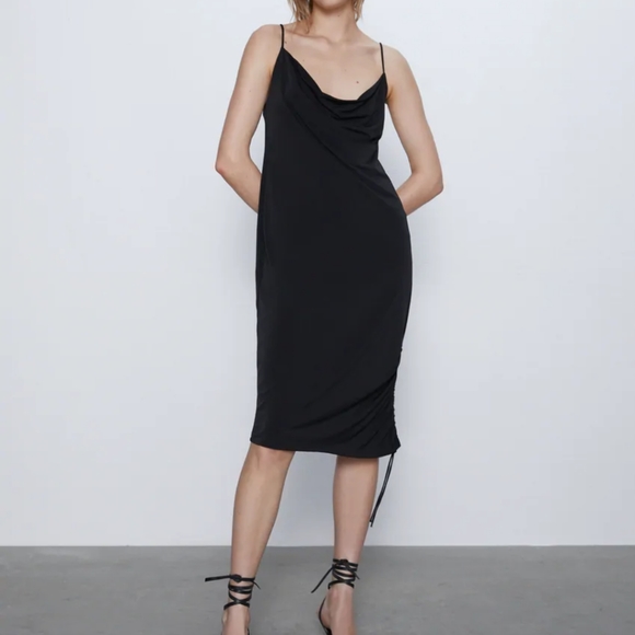 🔥Zara STRAPPY Cowl Neck Camisole Dress - Picture 1 of 9